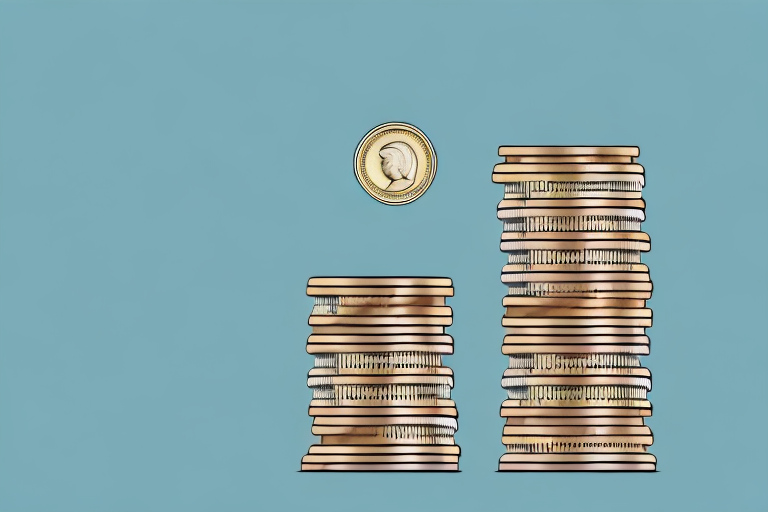 A stack of coins with a diploma on top