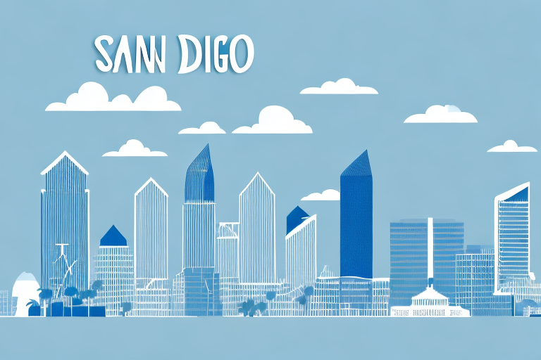 A skyline of san diego with a cost of living index chart