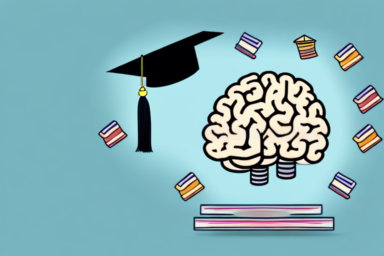 A brain with a graduation cap on top