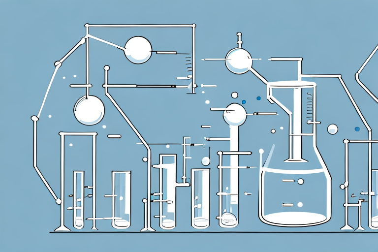 A laboratory setting with beakers and test tubes to represent the pursuit of a chemistry phd in the usa