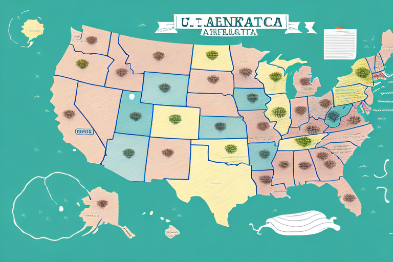 A map of the usa with various educational institutions highlighted