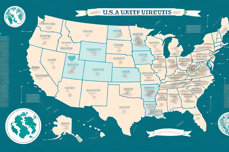 A map of the usa with the best universities for indian students highlighted