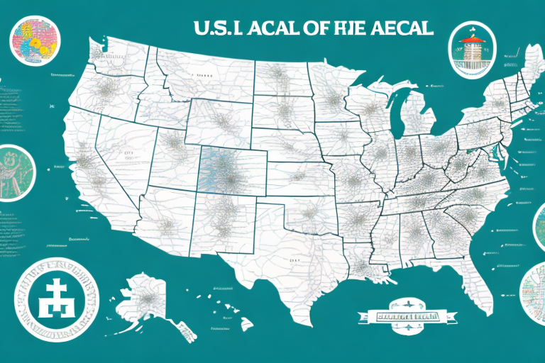 A map of the usa with a few medical colleges highlighted