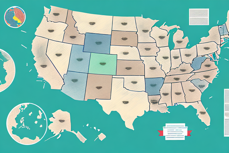 A map of the usa with a magnifying glass highlighting postgraduate courses