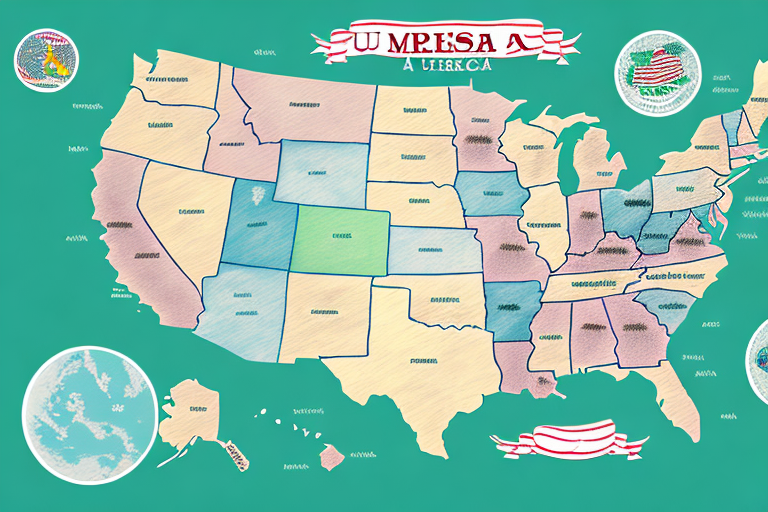 A map of the usa with various course options highlighted