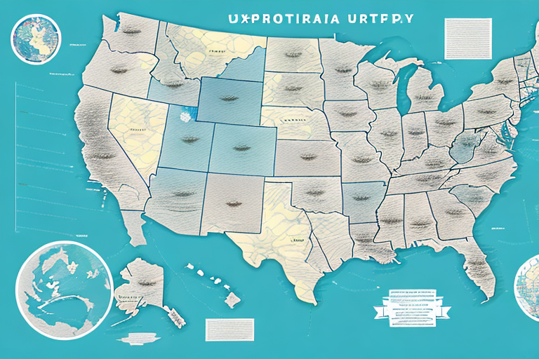 A map of the usa with a magnifying glass hovering over it