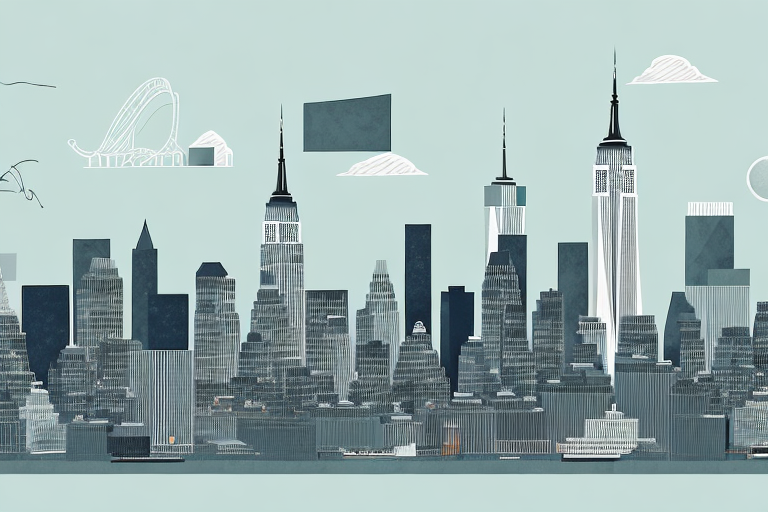 A skyline of new york city with a few iconic landmarks