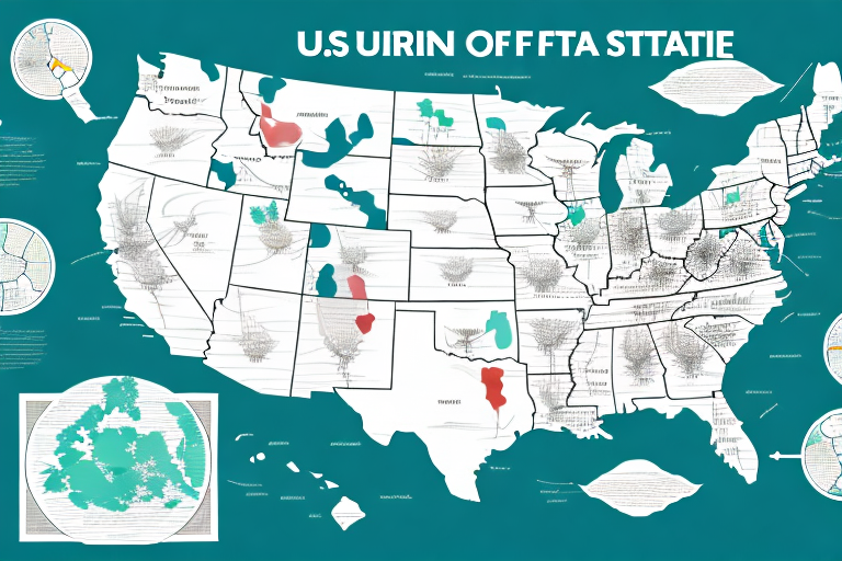 A map of the usa with a focus on the different states and their nursing courses