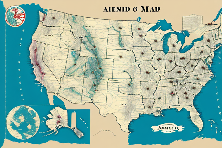 A map of the usa with a highlighted route from bangladesh