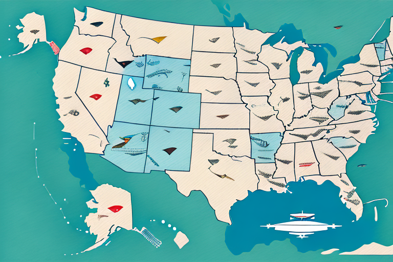 A map of the usa with a plane flying from nepal to the usa