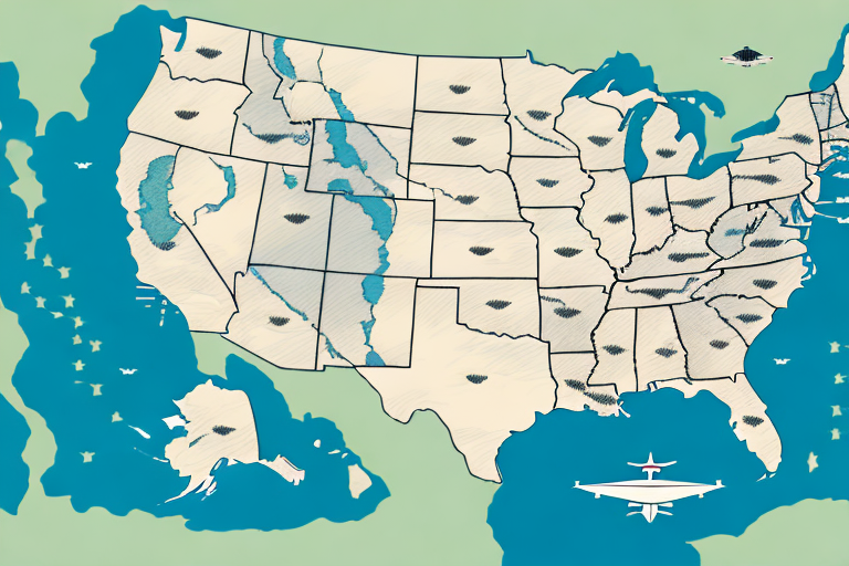 A map of the usa with a plane flying from pakistan to the usa