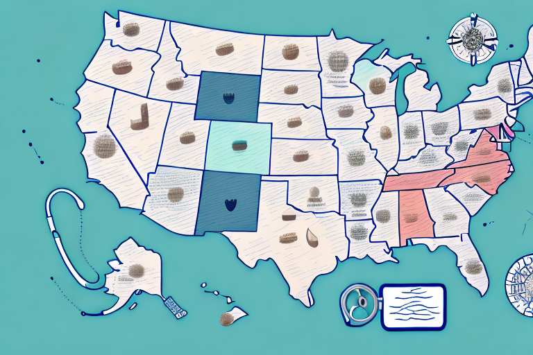 A medical stethoscope and a map of the united states