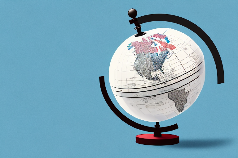 A globe with the us and uk highlighted