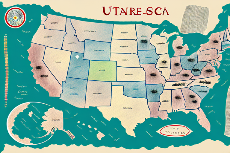 A map of the usa with 10 different courses highlighted