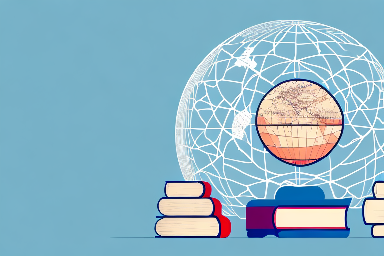 A stack of books and a globe