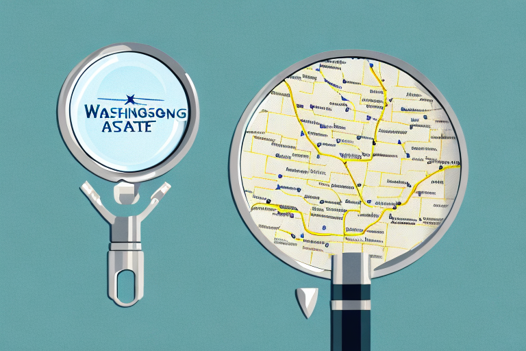 A map of washington state with a magnifying glass hovering over it