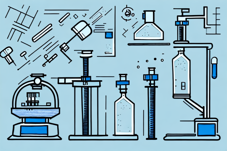 A laboratory setting with a microscope and test tubes