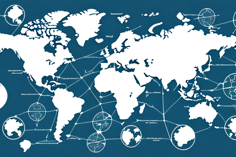 A world map with a dotted line tracing a path between countries to show a study gap