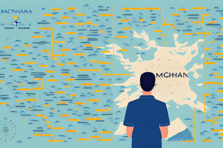 A student looking at a map of michigan