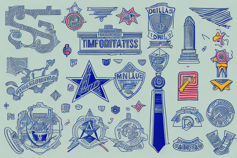 A student in dallas surrounded by symbols of various part-time job opportunities