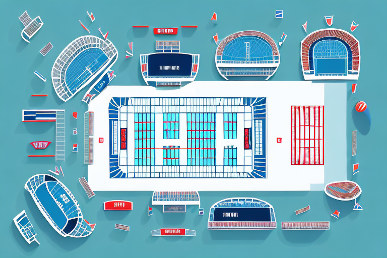 A sports stadium with a scoreboard showing the average salary of a sports manager