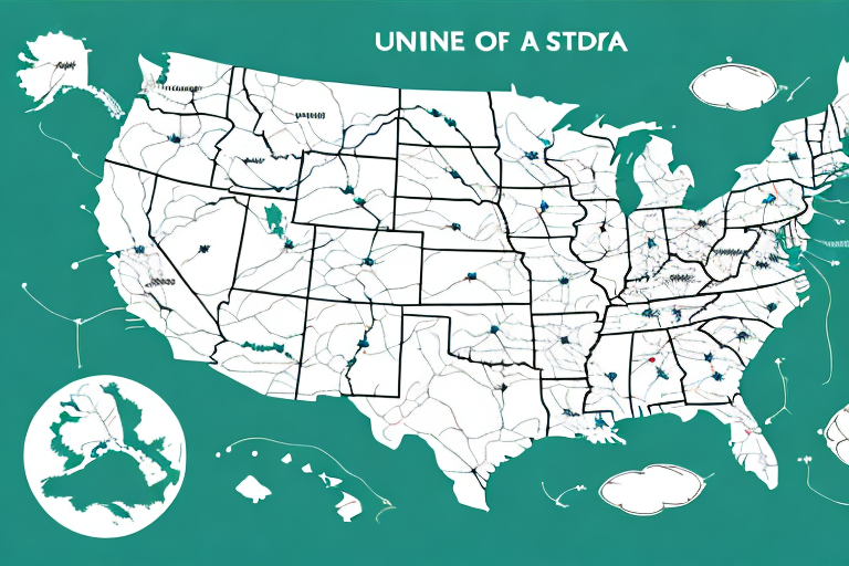 A map of the usa with a dotted line indicating a route for a weekend getaway