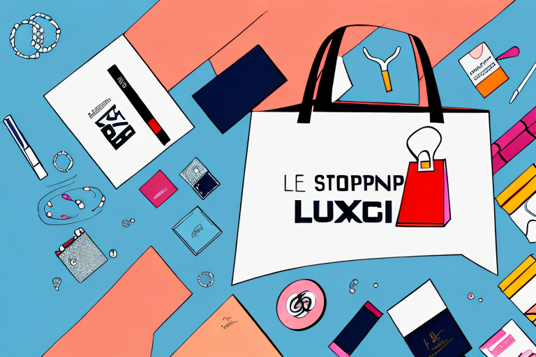 A shopping bag overflowing with luxury items